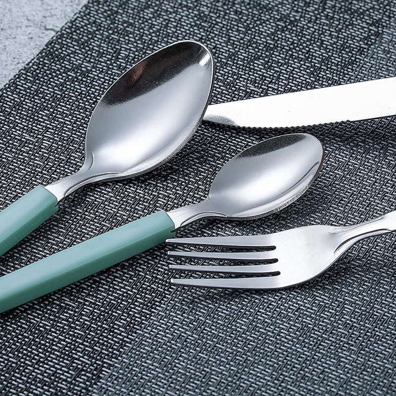 Cutiset 40 piece Stainless Steel Kitchen Flatware set with organizer, Camping Silverware set with color handles set of 8 - Image 5